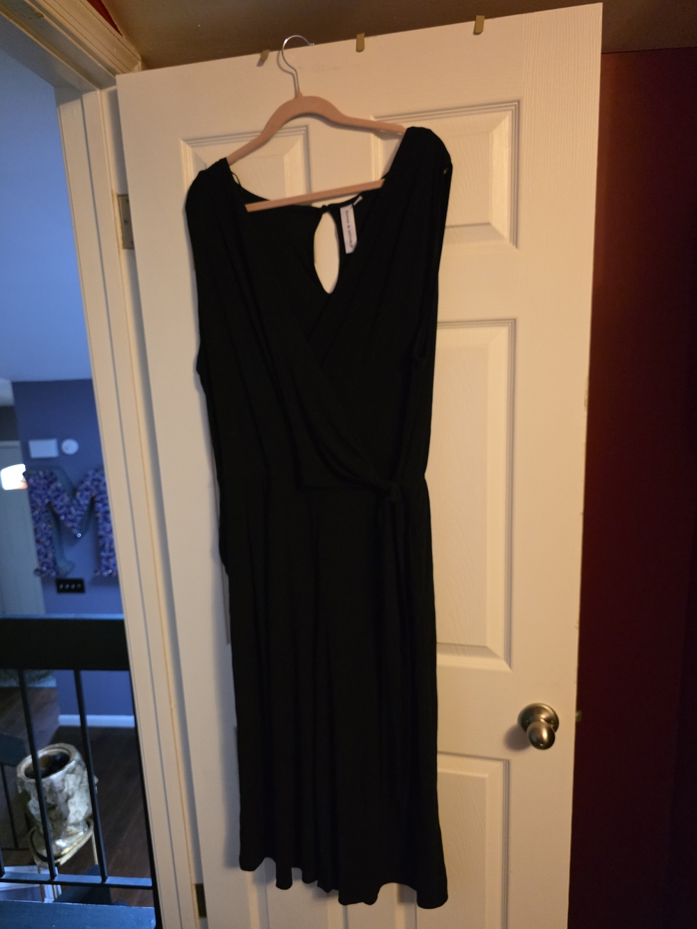 Emma & Michele Black Wrap Jumpsuit with V-Neck